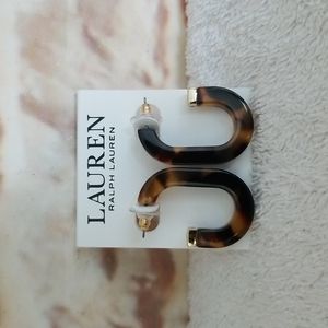 New Ralph Lauren Tortoise C-Hoop Earrings